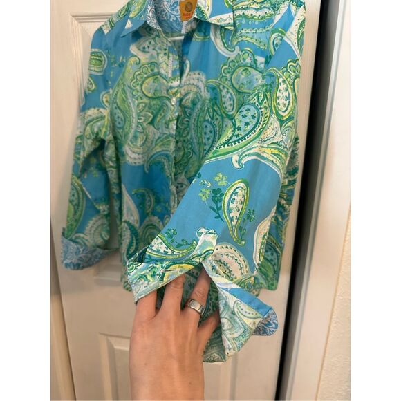 Ruby Rd Women's Paisley Wrinkle Resistant Blouse Blue Size 10P - Picture 3 of 8